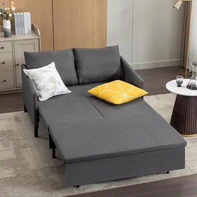 3-in-1 Convertible Sleeper Sofa, Loveseat Sofa Couch with Pullout Bed and Storage for Living Room, Bedroom, Balcony