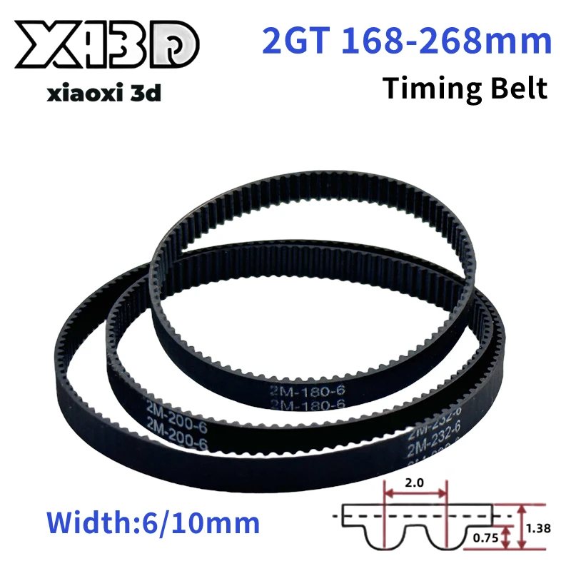 1PC 2GT Gürtel Breite 6/10mm GT2 Zahnriemen Geschlossene Schleife Gummi Umfang 168mm ~ 260mm Timing Synchronriemen 3D Drucker Gürtel Teile Image