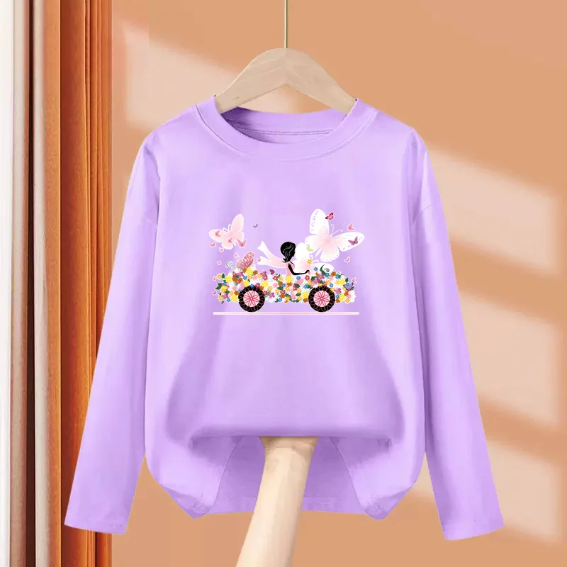 Kinder Herbst Langarmshirt Schmetterling Blume T-Shirt Niedliche Muster Kleidung für Babys Image