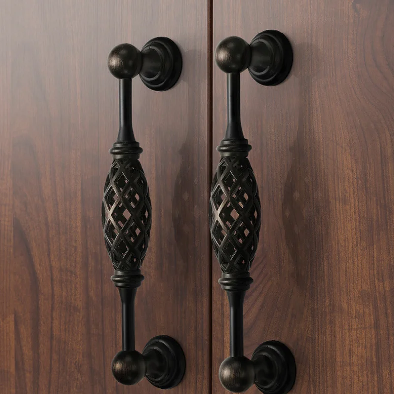 1pc Vintage Antike Bronze Schrank Griffe Aushöhlen Vogelkäfig Schrank Zieht Schublade Knöpfe Kleiderschrank Tür Pullers Möbel Griff