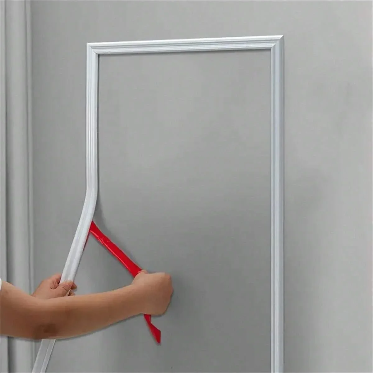 1 x 3/2/1 m selbstklebende PVC-Dekorbesatz – Gips-Deckenleiste für Wohnzimmer, TV-Hintergrundwand und Tapetenkante Image