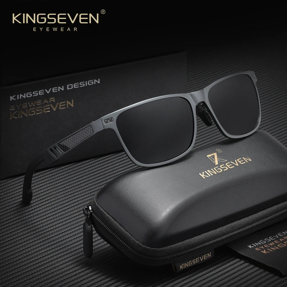 KINGSEVEN Marke Mode Sonnenbrillen Männer Polarisierte UV400 Objektiv Fahren Gläser Luxus Carbon Faser Großen Rahmen Mode Brillen Image