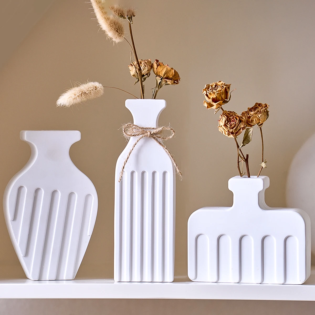 Streifen Vase Silikon Form Blumenarrangement Display Vasen Hause Tisch Nordic Dekorative DIY Beton Gießen Gips Handwerk Form Image