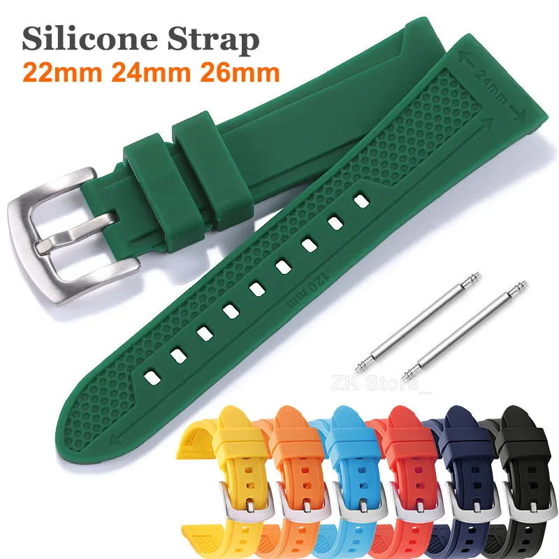 Weiches Silikonkautschuk-Uhrenarmband, 22 mm, 24 mm, 26 mm, für Herren und Damen, Sport, wasserdicht, atmungsaktiv, Ersatzarmband, Gürtel Image