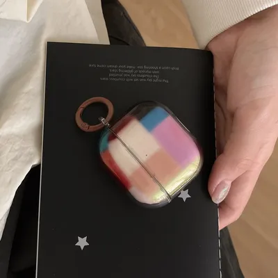 Retro Semi-transparent Multi Color Splicing Grid Pattern Earphone Cover Case for AirPods 1 or 2 3 4 Pro 2 Image