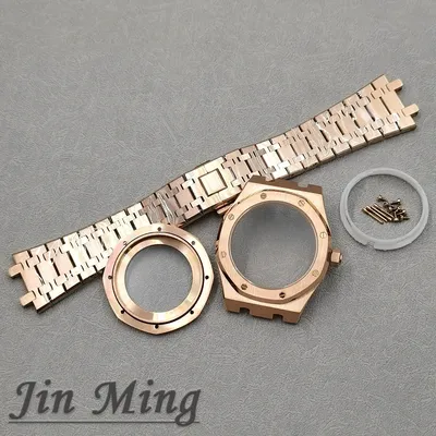 High Quality RoseGold 41mm Suitable For NH35/NH36/4R36 Movement Replacement Watch Case + Strap Sapphire Glass Stainless Steel