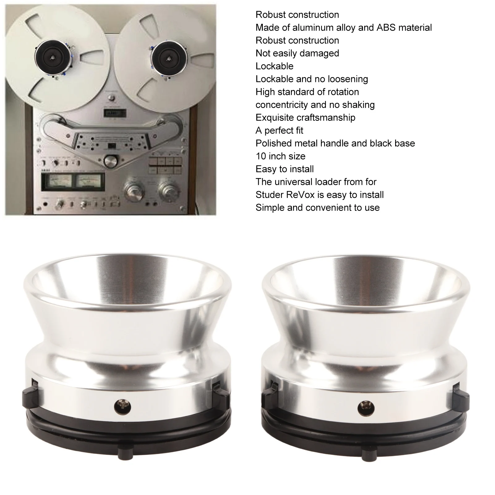 1 Paar professionelle NAB-Nabenadapter, 25,4 cm, Öffner aus polierter Aluminiumlegierung, Ladegerät für Reel-to-Reel-Tape-Recorder Image