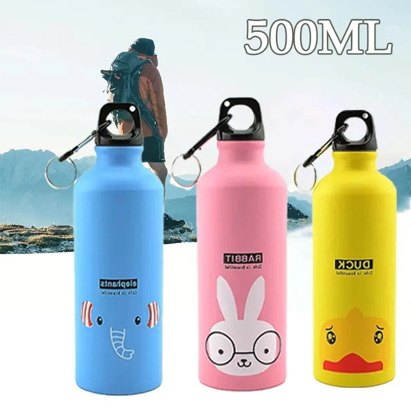 500 ml Cartoon Aluminium Wasserflasche Niedlicher Tierdruck Edelstahl Wasserflasche mit Deckel Isolierter Becher Kaffeetasse Image