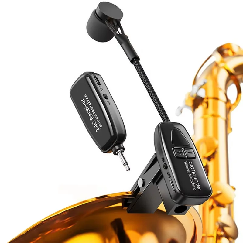 Drahtlose Instrumente Pickup-Verstärker für Saxophon, Trompete, Posaune, professionelles Mikrofon, drahtloser Empfänger, Sender Image