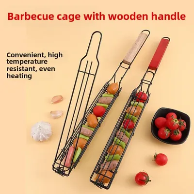 Mini BBQ Käfig BBQ Hot Dog Käfig Outdoor BBQ Grill Grill Mesh BBQ Grill Edelstahl BBQ Hot Dog Korb