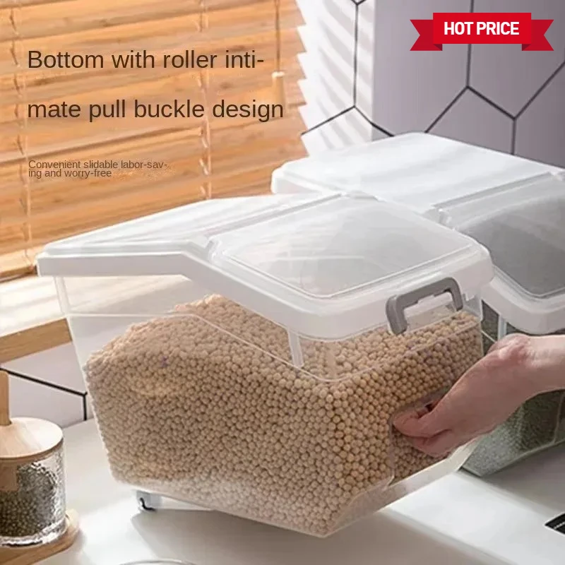 10KG Rice Storage Box Moisture Proof and Insect Proof Dispenser Flour Cereal Bucket Kitchen Food Container Kitchen Organizer