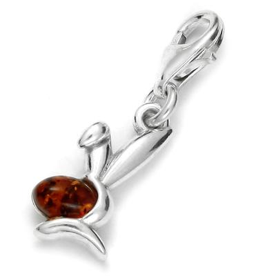 Ketten-Anhänger OSTSEE-SCHMUCK "Ostsee-Schmuck Charm-Einhänger Hase Charm-Einhänger Hase", weiß, Schmuckanhänger, Damen, 15 x 9mm, Silber 925 (Sterlingsilber), 1.6 g Image