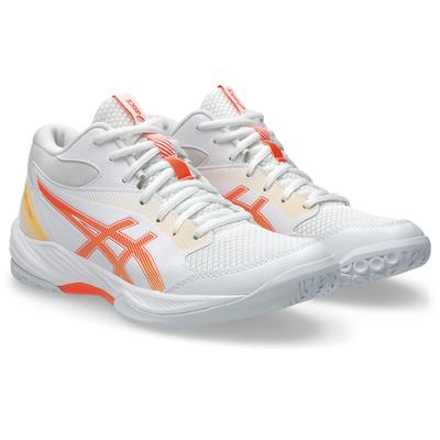 Hallenschuh ASICS "GEL-TASK MT 4", Gr. 41,5, weiß, vivid coral, Synthetik, sportlich, Schuhe