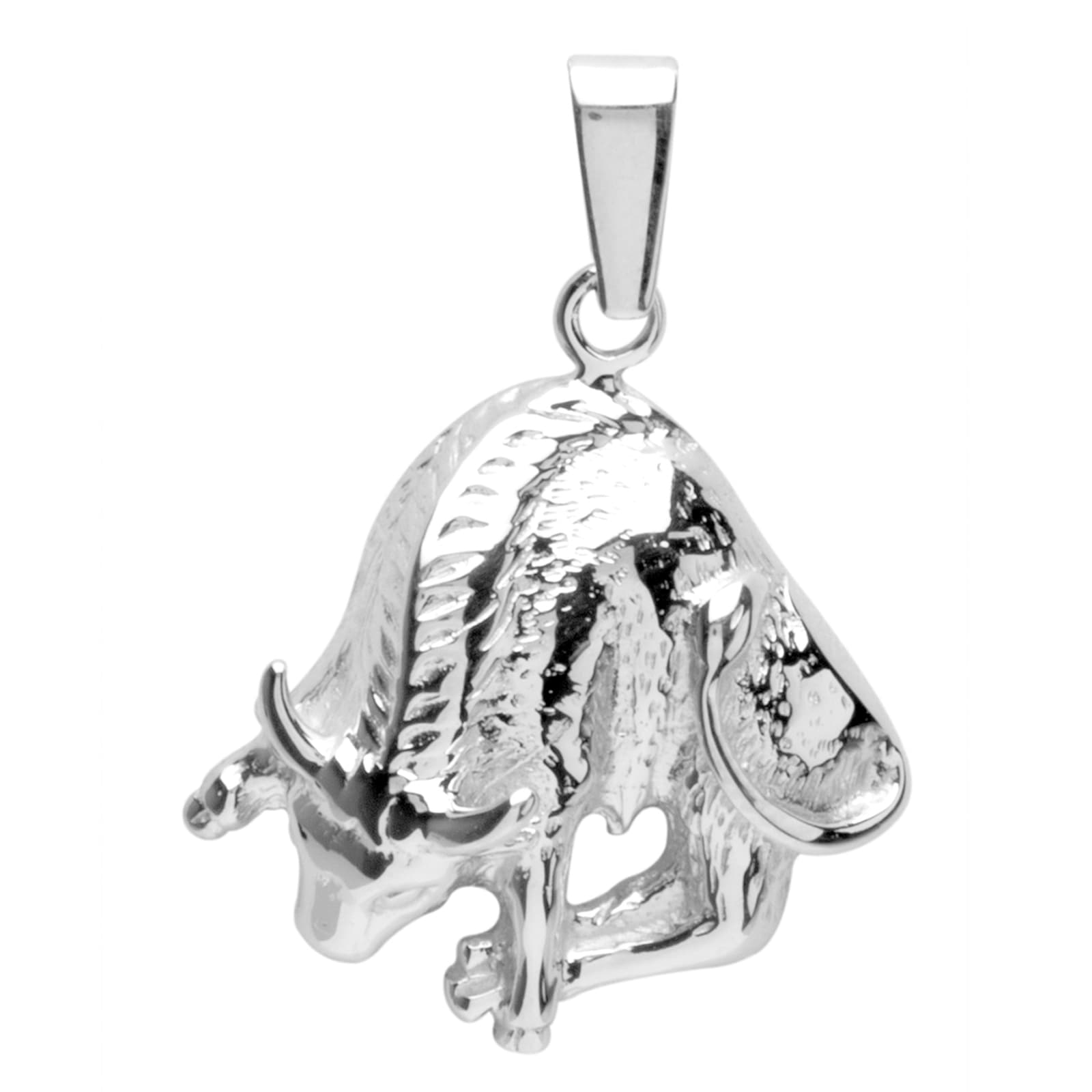 Kettenanhänger OSTSEE-SCHMUCK "Ostsee-Schmuck Anhänger Tierkreiszeichen Stier", weiß, Schmuckanhänger, Damen, 26 x 18mm, Silber 925 (Sterlingsilber), 2,1 g, Kettenanhänger