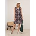 Jerseykleid CECIL, Damen, Gr. M (40), N-Gr, rot (mulberry rot), Jersey, Obermaterial: 95% Viskose, 5% Elasthan, bedruckt, casual, bequem knielang, V-Ausschnitt, ohne Ärmel, Kleider, Sommerkleid mit Raffung an den Schultern und grafischem Muster
