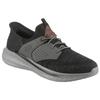 Slip-On Sneaker SKECHERS "SLADE-CASTER", Herren, Gr. 40, schwarz (schwarz, grau), Textil, Lederimitat, meliert, casual, Schuhe, Slipper, Sneaker mit Gummizug und Slip-ins