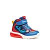 Sneaker GEOX "J CIBERDRON BOY Blinkschuh", Kinder, Gr. 31, blau (blau, rot), Synthetik, Mesh, sportlich, Schuhe, Schnürboots, Blinkschuh mit cooler Blinkfunktion