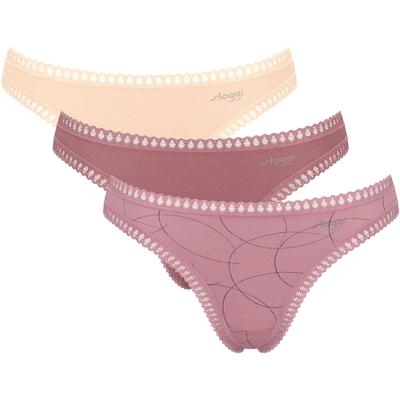 Slip SLOGGI "GO Crush String C3P", Damen, Gr. L, multiple col, Single Jersey, Obermaterial: 95% Baumwolle, 5% Elasthan, Unterhosen, mit Spitzendetails Image
