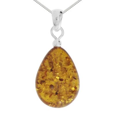Kette mit Anhänger OSTSEE-SCHMUCK "Ostsee-Schmuck Kette mit Anhänger Tropfen flach, ca. 20 mm lang" Gr. 50, silber (silberfarben), Halsketten, Damen, 50cm, Silber 925 (Sterlingsilber), L: 42cm Image