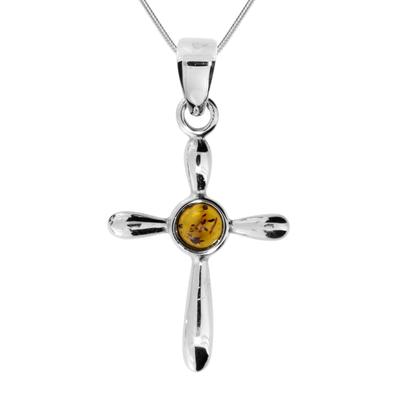 Kette mit Anhänger OSTSEE-SCHMUCK "Ostsee-Schmuck Kette mit Anhänger Kreuz 24 x 16" Gr. 45, silber (silberfarben), Halsketten, Damen, 45cm, Silber 925 (Sterlingsilber), L: 42cm Image