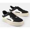 Plateausneaker BUFFALO "CAJO", Damen, Gr. 39, schwarz-weiß (schwarz, weiß), Lederimitat, sportlich, Schuhe, Schnürschuh, Halbschuh, Retro-Sneaker, Freizeitschuh zum Schnüren
