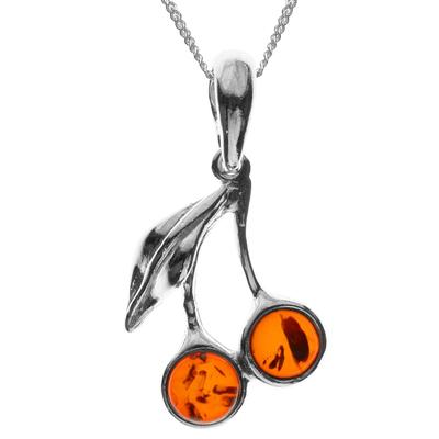 Kette mit Anhänger OSTSEE-SCHMUCK "Ostsee-Schmuck Kette mit Anhänger Kirschen" Gr. 60, silber (silberfarben), Halsketten, Damen, 60cm, Silber 925 (Sterlingsilber), L: 42cm Image