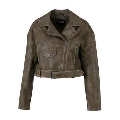 Allwetterjacke URBAN CLASSICS "Urban Classics Ladies Vintage Jacket", Damen, Gr. S, grün (olive), 100% Polyester, unifarben, casual, normal, amerikanischer Ausschnitt, Langarm, Jacken Image