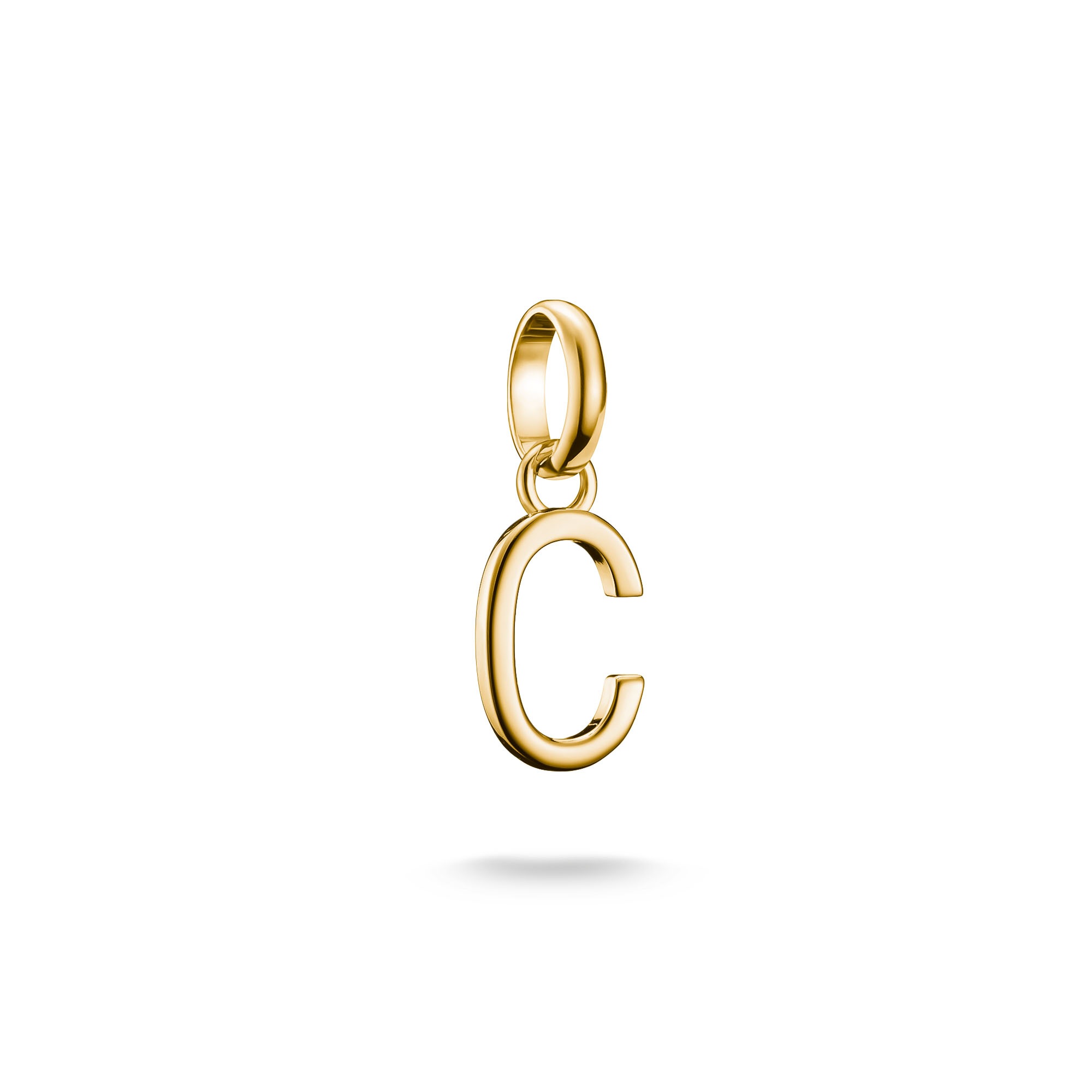 Charm Buchstabe THOMAS SABO "Charm Alphabet/Buchstabe - Connect", gold (gelbgoldfarben), Charms, Damen, C, Silber 925 (recycelt)