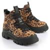 Schnürboots BUFFALO "ASPHA NC MID", Damen, Gr. 41, braun (braun, leo), Velourslederimitat, modisch, Schuhe, Trendboots, Stiefelette, Plateauboots im Leo-Look