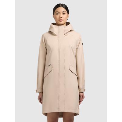 Kurzmantel KHUJO "MILEYA", Damen, Gr. XL, beige (hellbeige), 100% Polyester, unifarben, casual, regular fit ca. Mitte Oberschenkel, Langarm Raglanärmel 2-Knopf-Manschette mit Druckknöpfen, Mäntel Image