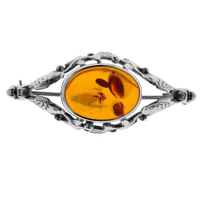 Brosche OSTSEE-SCHMUCK "Ostsee-Schmuck Brosche Fischland 43x18 mm", weiß, Broschen, Damen, Silber 925 (Sterlingsilber) Image