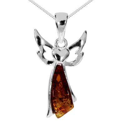 Kette mit Anhänger OSTSEE-SCHMUCK "Ostsee-Schmuck Kette mit Anhänger Engel Kette mit Anhänger Engel" Gr. 42, silber (silberfarben), Halsketten, Damen, 42cm, Silber 925 (Sterlingsilber), L: 42cm Image