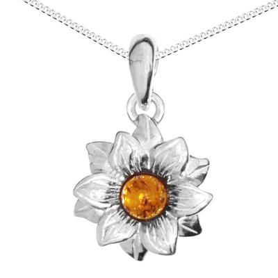 Kette mit Anhänger OSTSEE-SCHMUCK "Ostsee-Schmuck Kette mit Anhänger Blüte Kette mit Anhänger Blüte" Gr. 42, silber (silberfarben), Halsketten, Damen, 42cm, Silber 925 (Sterlingsilber), L: 42cm Image