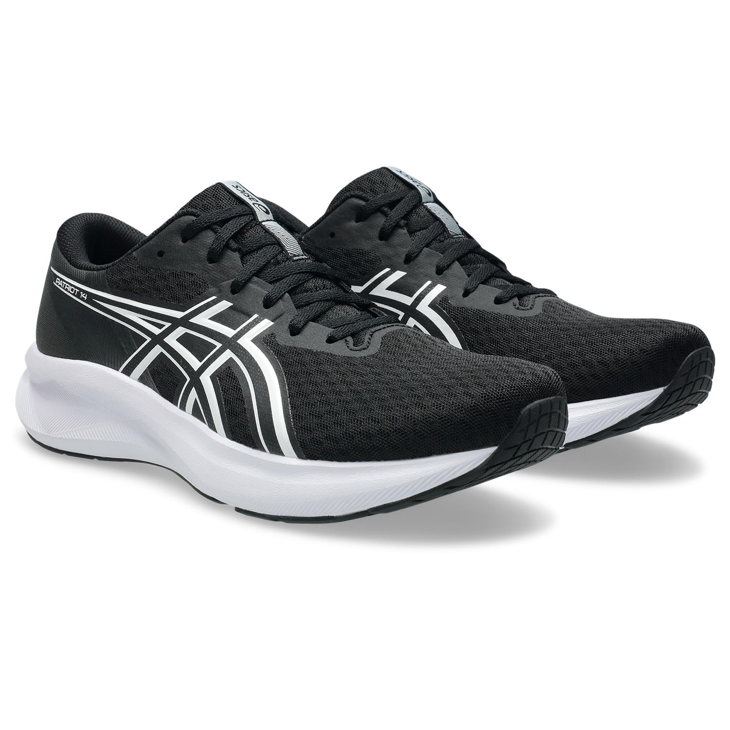 Laufschuh ASICS "PATRIOT 14", Herren, Gr. 46, schwarz-weiß (schwarz, weiß), Textil, Schuhe Laufschuh