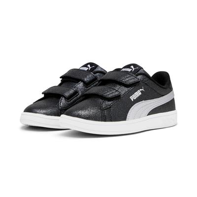 Sneaker PUMA "SMASH 3.0 GLITZ GLAM V PS", Gr. 35, schwarz (puma schwarz, puma silber, puma weiß), Synthetik, unifarben, sportlich, Schuhe Image