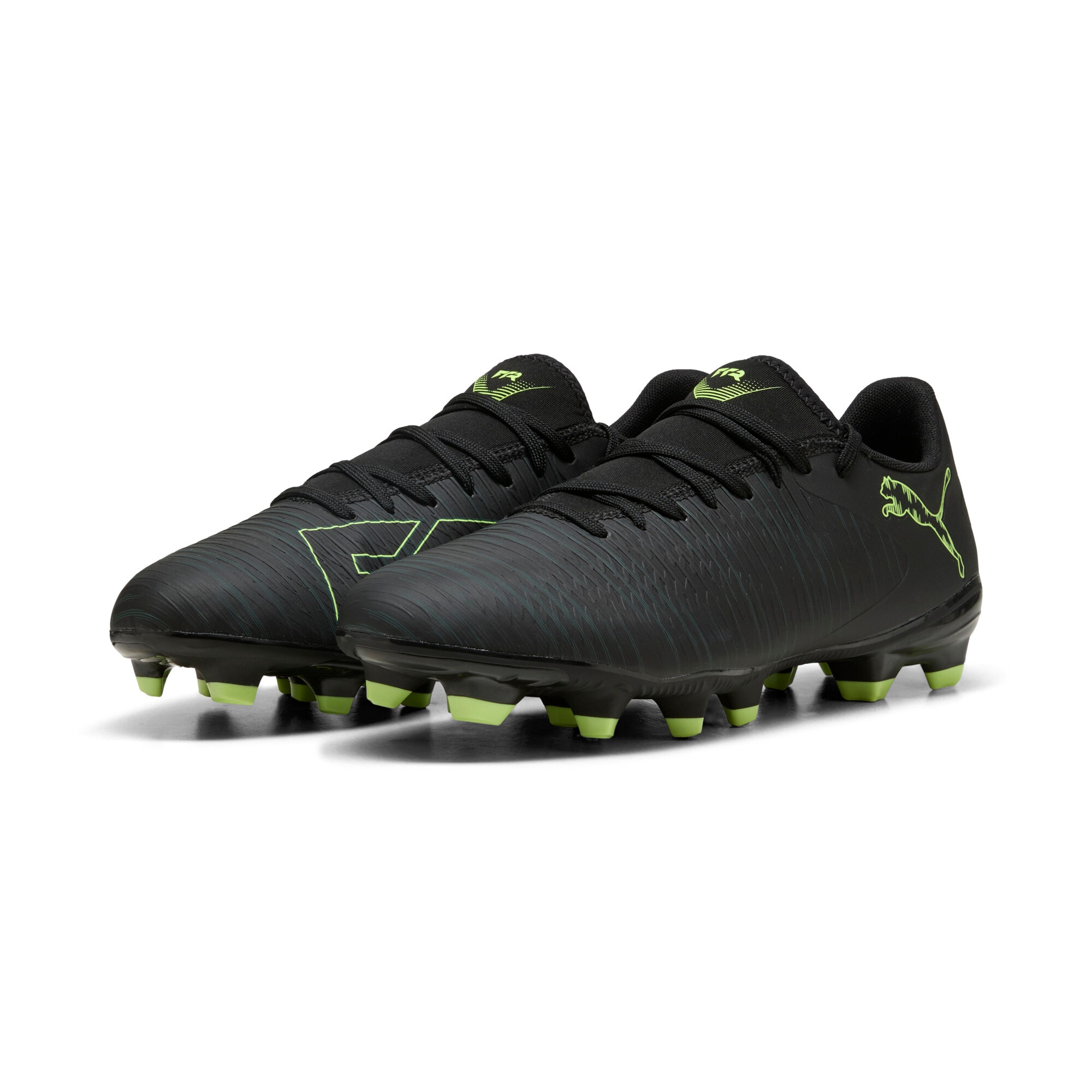 Fußballschuh PUMA "FUTURE 8 PLAY FG/AG", Damen, Gr. 45, grün (puma schwarz, fizzy light, grün terrain), Synthetik, Schuhe Fußballschuh, für Rasenplätze