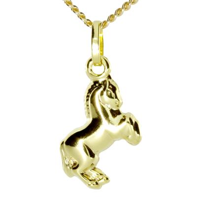 Kette mit Anhänger OSTSEE-SCHMUCK "Ostsee-Schmuck Kette mit Anhänger Pferd Kette mit Anhänger Pferd" Gr. 45, gold (goldfarben), Halsketten, Damen, 45cm, Gelbgold 333, L: 42cm Image