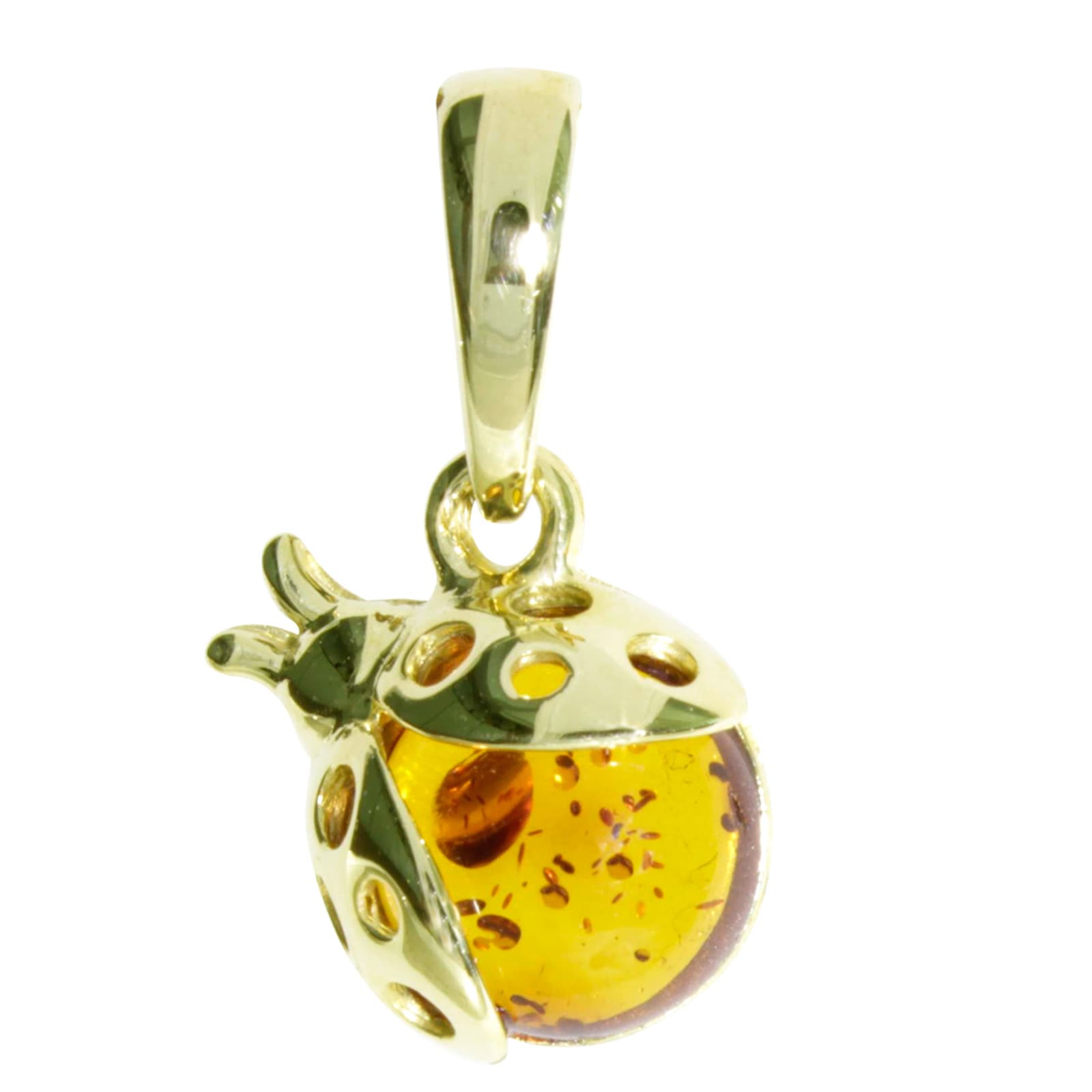 Kettenanhänger OSTSEE-SCHMUCK "Ostsee-Schmuck Anhänger Marienkäfer Anhänger Marienkäfer", gelb, Schmuckanhänger, Damen, 21 x 12mm, Gelbgold 333, 1,6 g Image