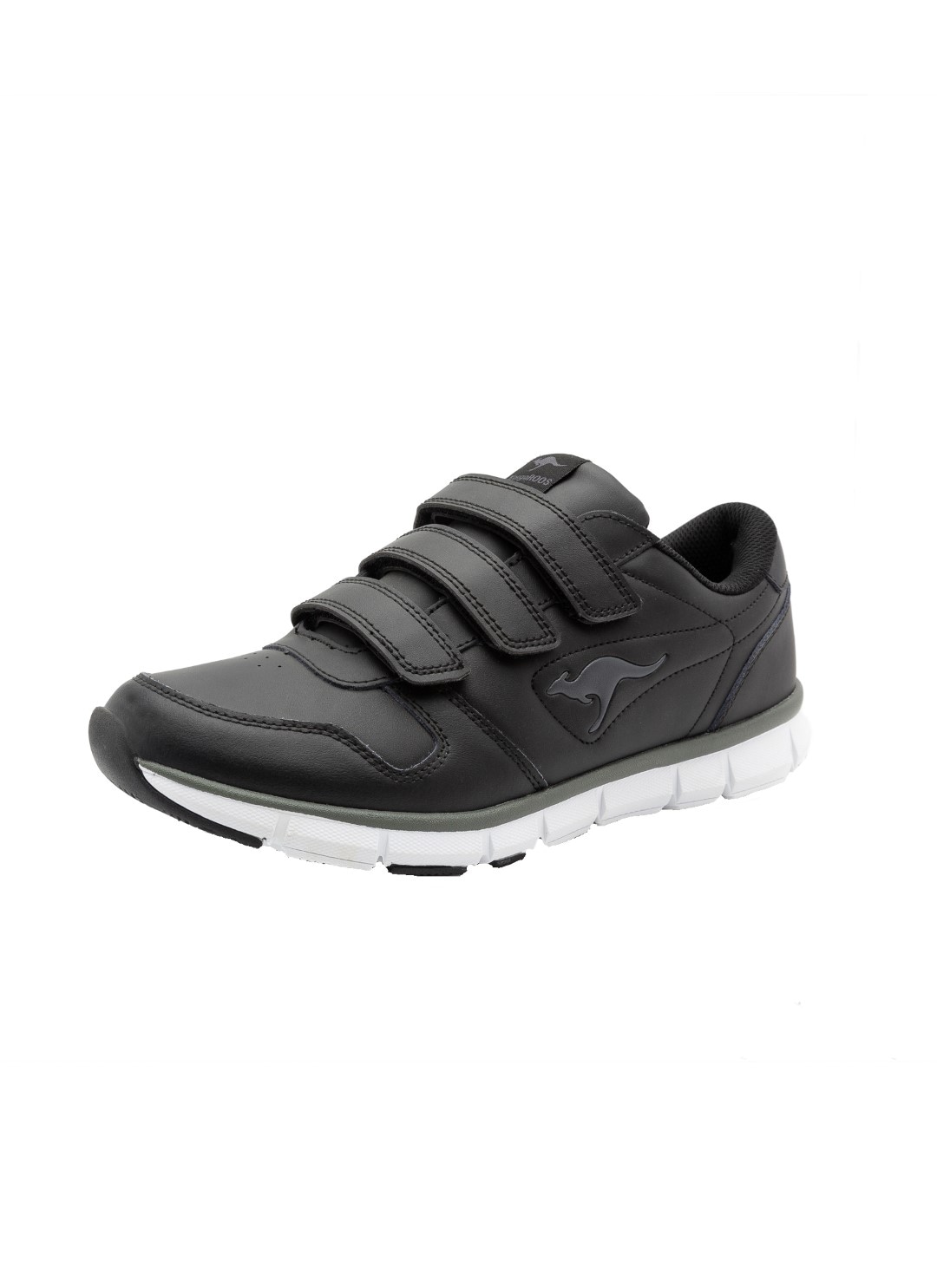 Sneaker KANGAROOS "K-BLUERUN 700 V B", Damen, Gr. 46, schwarz (schwarz, dk grau), Leder, Synthetik, Schuhe Sneaker