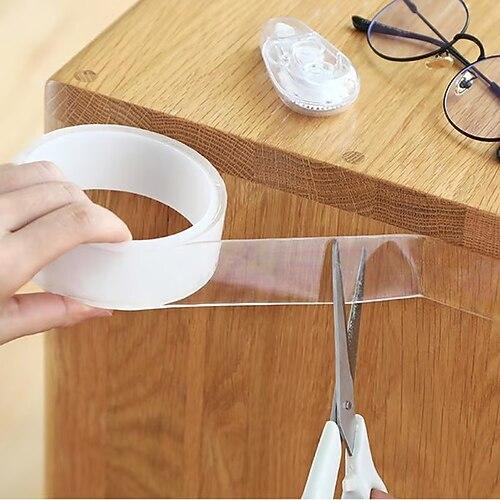 Ruban adhésif nano magique transparent double face, réutilisable, sans trace, 50 mm de large, adhésif gel transparent, ruban adhésif mural amovible très résistant pour cuisine, salle de bain, tapis,