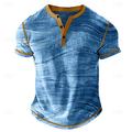 Homme Graphique Chemise Henley T-shirt gaufré Manche Courte Quotidien Rétro Vintage Classique Sport en Plein Air Occasionnel Fête Printemps Été Toutes saisons Bleu Violet Kaki Grise Henley T-shirt