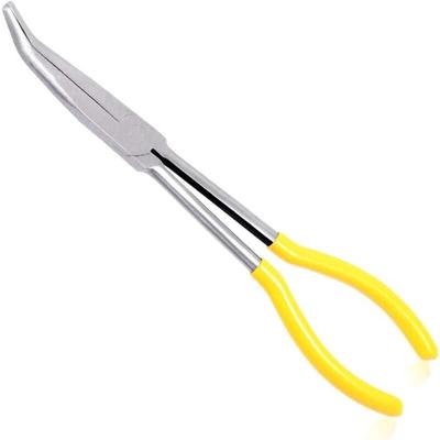 45-Grad-Spitzzange mit langer Reichweite, 27,5 cm lange gebogene Spitzzange, gezahnte Backen - Lntyq Image