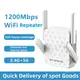 1200Mbps 2.4G/5GHz WiFi Extender Wireless Dual Band WiFi Ripetitore Amplificatore di segnale Extender Router Banda ad alta velocità di rete lunga