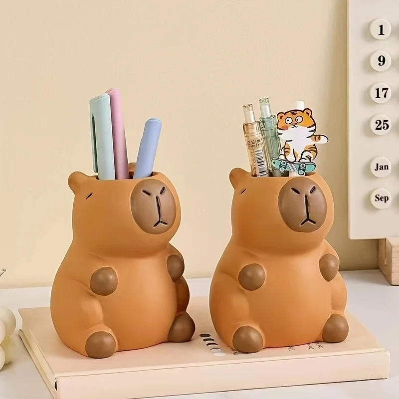Niedlicher Capybara-Stifthalter, Make-up-Pinsel-Organizer, perfekt für Büro-Schreibtisch-Dekoration und kreative Aufbewahrungslösung, Stifthalter für Des