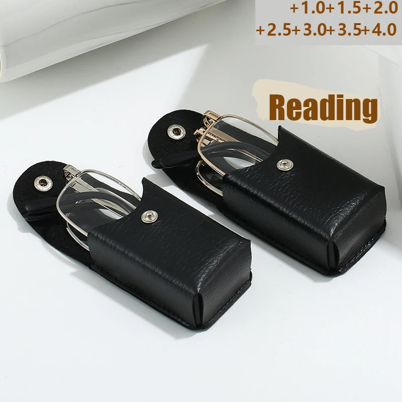 Neue Lesebrille für Männer und Frauen, superleicht, faltbar, modisch, Metall-Lesebrille für Spiegelbox, Spiegeltuch 816 Image