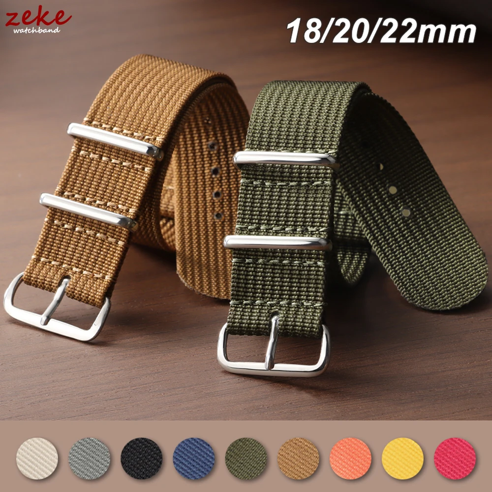 18mm 20mm 22mm Nylon Armee Sportband für Omega für Seiko Nylon Stoff Gürtel Zubehör Dornschließe Band Grün Schwarz Uhrenarmband Image