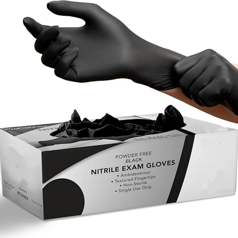 20/100PCS schwarze Nitrilhandschuhe Einweg puderfreie Haushaltsreinigungshandschuhe für Schönheitssalon Tattoo Arbeitsküchenhandschuhe Image