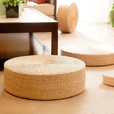Japanischen Stil Stroh Futon Kissen Große Handgemachte Runde Futon Tatami Verdickung Yogo Sitzkissen Image
