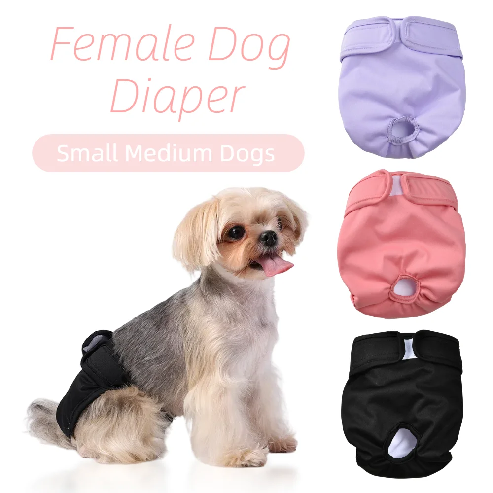 Wiederverwendbare Windeln für Hündinnen, kleine und mittelgroße Hunde, wasserdichte Haustier-Menstruationsunterwäsche, atmungsaktive physiologische Hose, Chihuahua-Mops Image