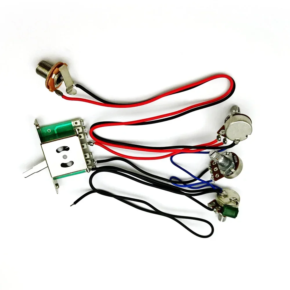 E-Gitarren-Tonabnehmer, Kabelbaum, vorverdrahtet, 5-Wege-Schalter, 2T1V, Multi-Typ-Tonabnehmer für ST-E-Gitarre, Schwarz-Weiß Image